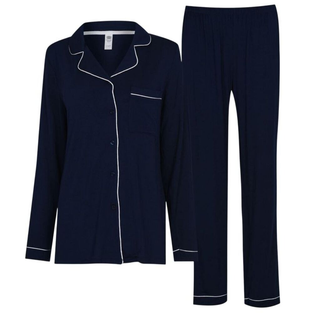 Chelsea Peers Womens/Ladies Modal Button-Down Long Pyjama Set / Navy
